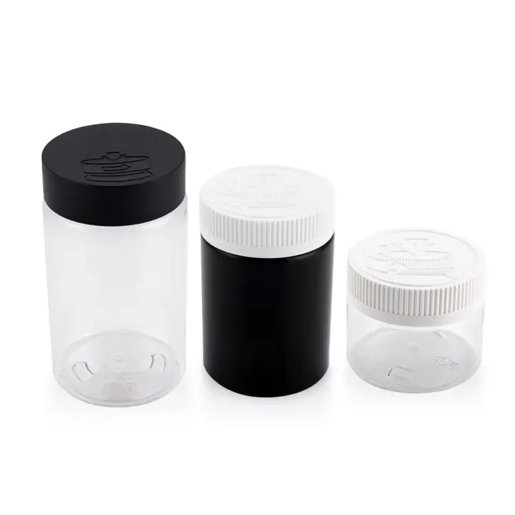 Custom 1oz 2oz 3oz 4oz Straight Sided Clear Plastic Storage Jar Containers Child Resistant Lid Plastic Jars