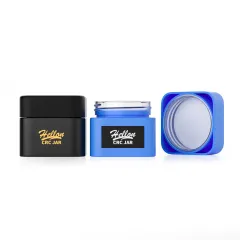 Custom 2oz 3oz 4oz Cube Jar With Child Resistant Cap 60ml 90ml 120ml Smell Proof Square Matte Black Child Proof Glass Jar