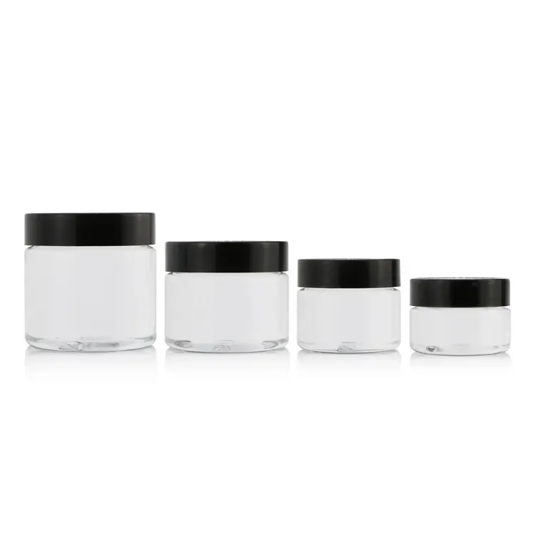 1oz 2oz 3oz 4oz Custom Logo Eco-friendly Child Resistant Jar Container Screw Lid Clear Childproof Plastic Jar