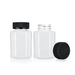 Custom 5oz 8oz Childproof Lid Hexagon Shaped Clear PET Plastic Jar High Quality Airtight Food Storage Jar Container
