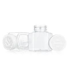 Custom 5oz 8oz Childproof Lid Hexagon Shaped Clear PET Plastic Jar High Quality Airtight Food Storage Jar Container