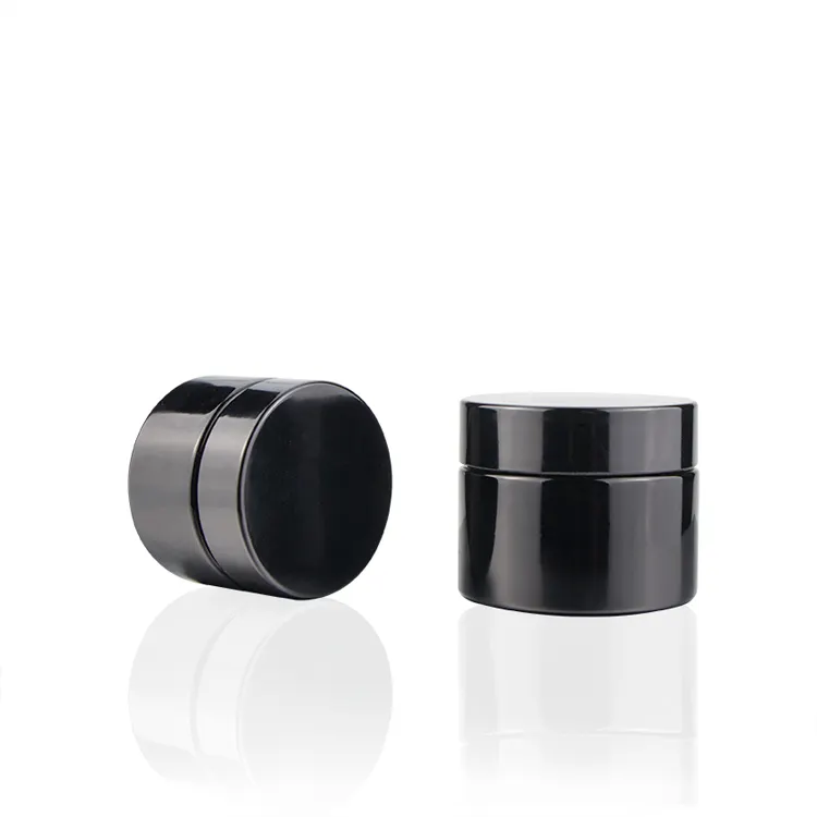 Wide mouth black glass jar round honey glass storage child proof jar dark uv violet glass