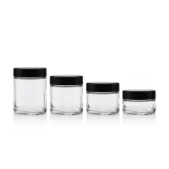 Custom Printed CR Jar Straight Sided 1oz 2oz 3oz 4oz Jars Child Resistant Transparent Container Child Proof Glass Jars