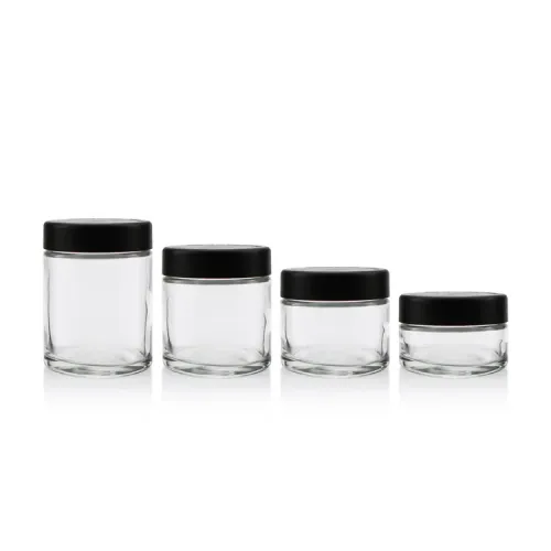 Custom Printed CR Jar Straight Sided 1oz 2oz 3oz 4oz Jars Child Resistant Transparent Container Child Proof Glass Jars