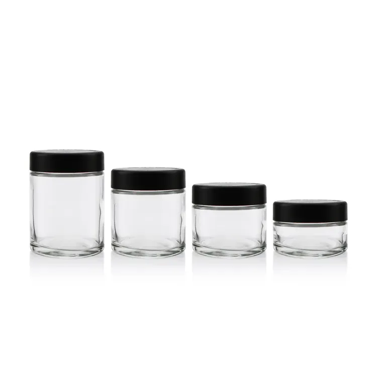 Custom Printed CR Jar Straight Sided 1oz 2oz 3oz 4oz Jars Child Resistant Transparent Container Child Proof Glass Jars