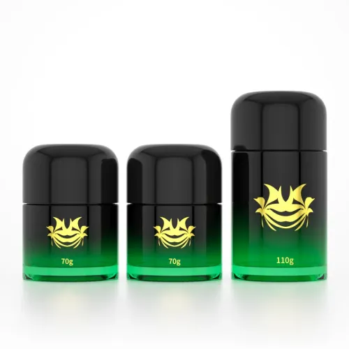 3ml 5ml 7ml 9ml luxury childproof black gradient round small glass bottle container straight base jar with child resistant lid