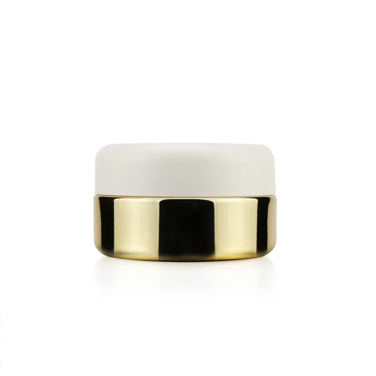 Beautiful Custom 2oz 4oz Round Transparent Gold Electroplate Blue Child Proof Jar Empty Cosmetic Eye Cream Jars