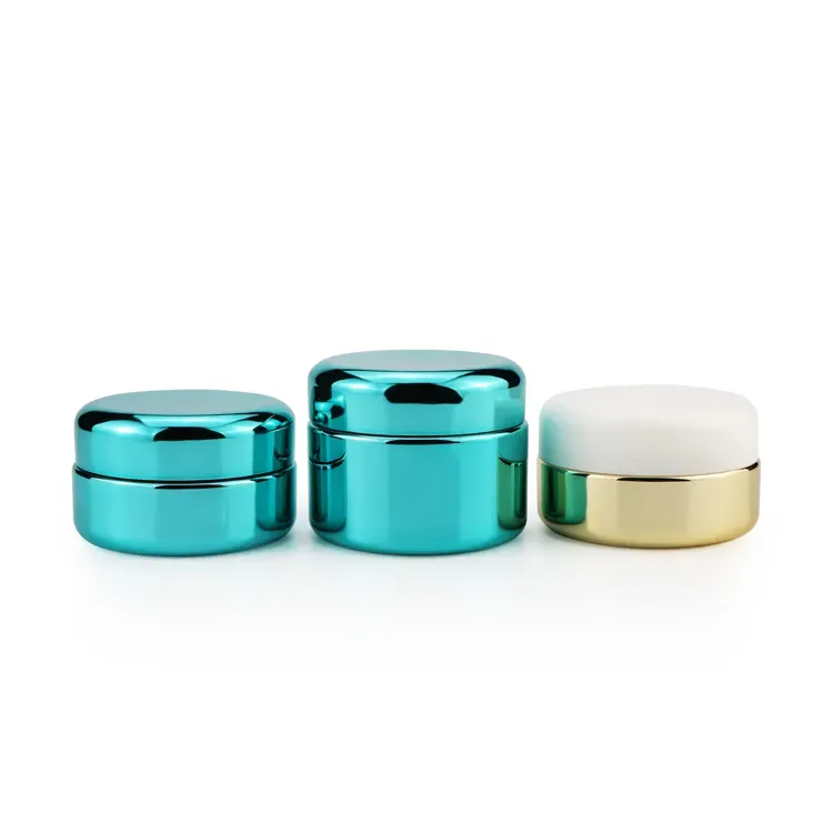 Custom Logo 2oz 4oz Electroplate Blue Gold Clear Storage Stash Jar Smell Proof Container Child proof Glass Jar
