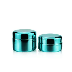 2oz 4oz Custom clear electroplate blue color child resistant jar wide mouth child proof cap for glass jar