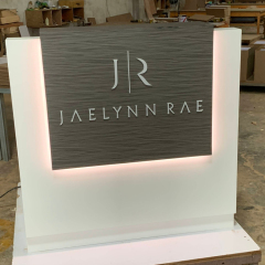 Front Wooden Panel Reception Desk Popular Design Led Table