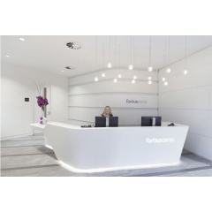 L Shape Solid Surface Hotel Reception Desk Custom Size