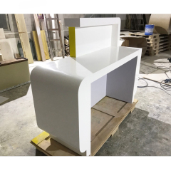 Small Size Service Table White and Yellow Reception Desk for One Person