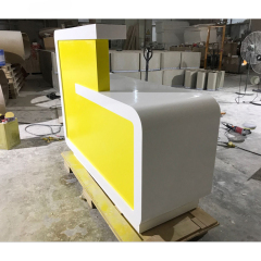 Small Size Service Table White and Yellow Reception Desk for One Person