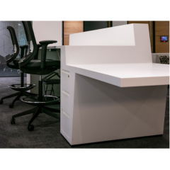 I Shaped Led Strip Reception Desk for Office Faux Stone Lobby Desks