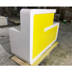 Small Size Service Table White and Yellow Reception Desk for One Person