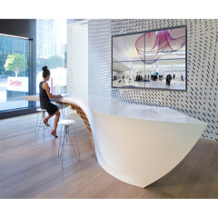 Curved Shape Barber Shop Reception Desk Luxury Stone Counters