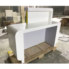 Small Size Service Table White and Yellow Reception Desk for One Person
