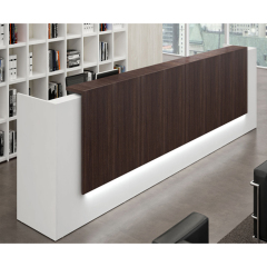 Front Wooden Panel Reception Desk Popular Design Led Table