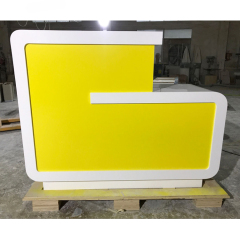 Small Size Service Table White and Yellow Reception Desk for One Person