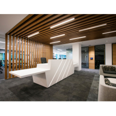 I Shaped Led Strip Reception Desk for Office Faux Stone Lobby Desks