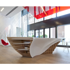 Curved Shape Barber Shop Reception Desk Luxury Stone Counters