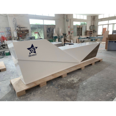 V Shape Laminate Reception Desk White Reception Table Store
