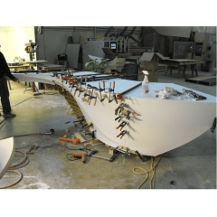 Curved Shape Barber Shop Reception Desk Luxury Stone Counters