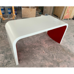 White and Red Artificial Stone Office Desk Side Table Designs