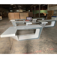 White and Gray Color Office Executive Table Modern L Shape Desk