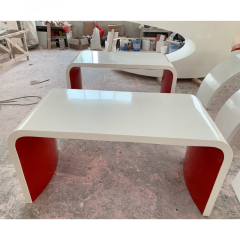 White and Red Artificial Stone Office Desk Side Table Designs