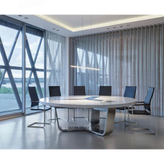 Round Meeting Desk Modern Office Conference Table Chair