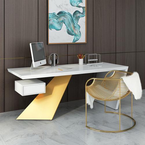 White and Gold Office Table Modern Office Furniture Desk