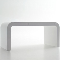 I Shape Computer Office Table White Stone Desk with Drawers
