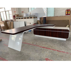 L Shape Corian and Wooden Office Table Used CEO Office Desks
