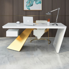 White and Gold Office Table Modern Office Furniture Desk