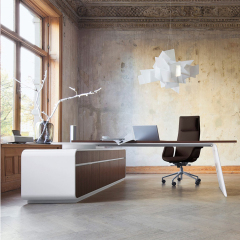 L Shape Corian and Wooden Office Table Used CEO Office Desks