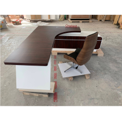 L Shape Corian and Wooden Office Table Used CEO Office Desks