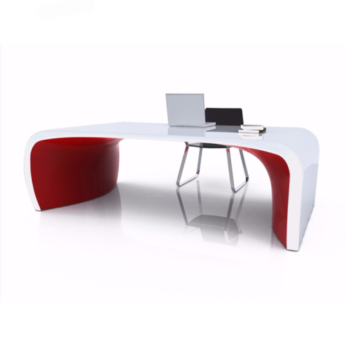 White and Red Artificial Stone Office Desk Side Table Designs