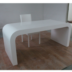 I Shape Computer Office Table White Stone Desk with Drawers