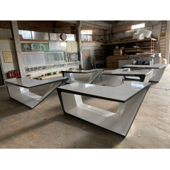 White and Gray Color Office Executive Table Modern L Shape Desk