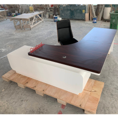 L Shape Corian and Wooden Office Table Used CEO Office Desks