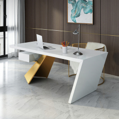 White and Gold Office Table Modern Office Furniture Desk