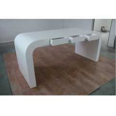 I Shape Computer Office Table White Stone Desk with Drawers