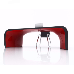 White and Red Artificial Stone Office Desk Side Table Designs
