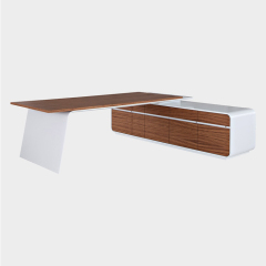 L Shape Corian and Wooden Office Table Used CEO Office Desks