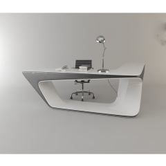 White and Gray Color Office Executive Table Modern L Shape Desk