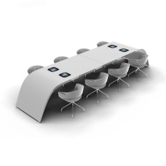 Gray Color Conference Table Chairs with Mic and Speakers