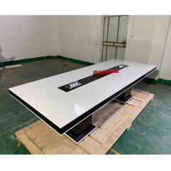 White and Black Conference Table Furniture with Power Sockets