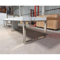 Quartz Stone Desk Top Conference Table with Stainless Steel Base