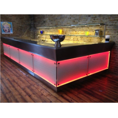 RGB Led Lighted Salad Bar Counter Stools Black Color